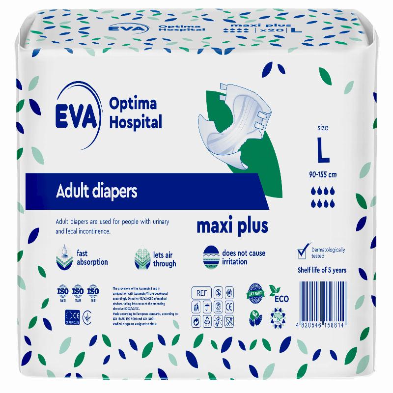Підгузки для дорослих EVA optima hospital maxi plus, розмір L
